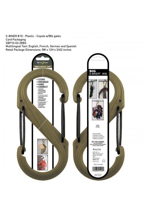 Nite-ize S-Biner Plastik size 10 Coyote/Blk Gate Nite-ize S-Biner Plastik size 10 Coyote/Blk Gate