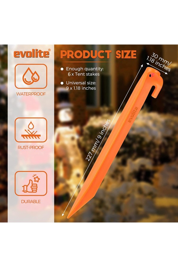 Evolite Arancio ABS Çadır Kazığı -23cm 6 Adet