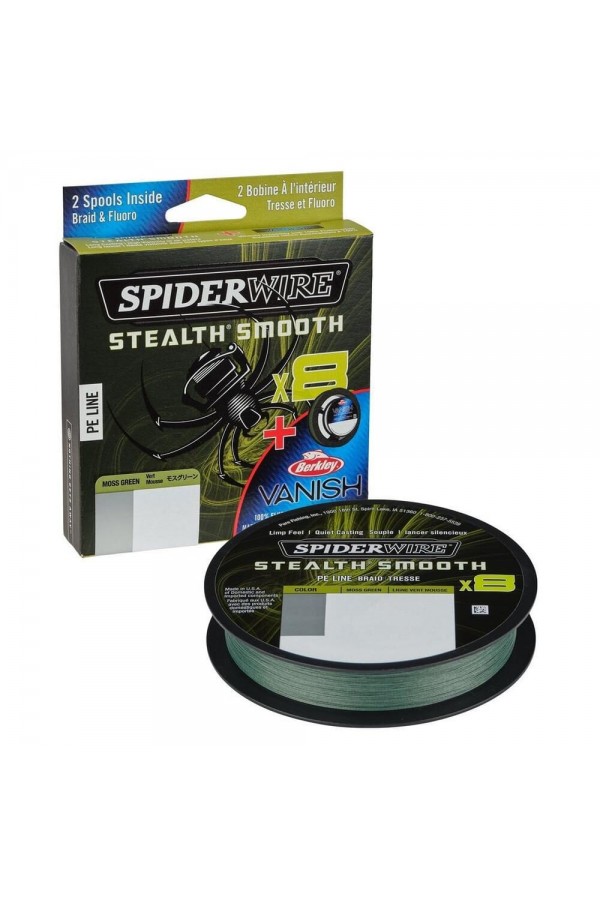 Spider Wire 8 Braid & Fluorocarbon Duo Spool System 150 & 50m Moss Green/Clear