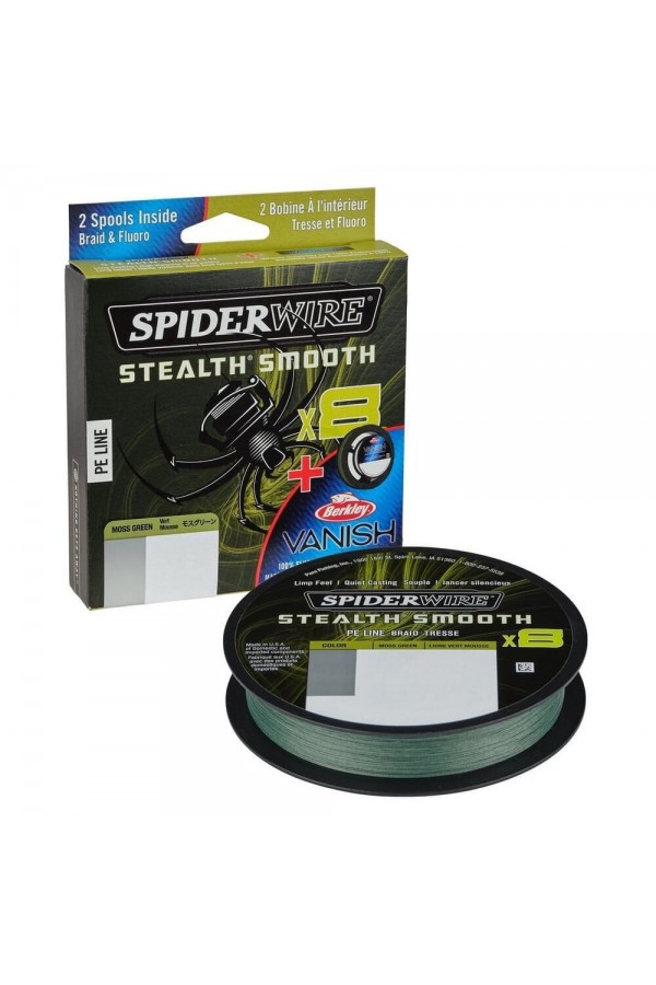 Spider Wire 8 Braid & Fluorocarbon Duo Spool System 150 & 50m Moss Green/Clear Spider Wire 8 Braid & Fluorocarbon Duo Spool System 150 & 50m Moss Green/Clear