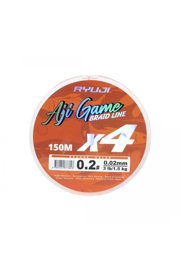 RYUJI AJI GAME 4X, 0.05MM 150M, ORANGE İP MİSİNA RYUJI AJI GAME 4X, 0.05MM 150M, ORANGE İP MİSİNA