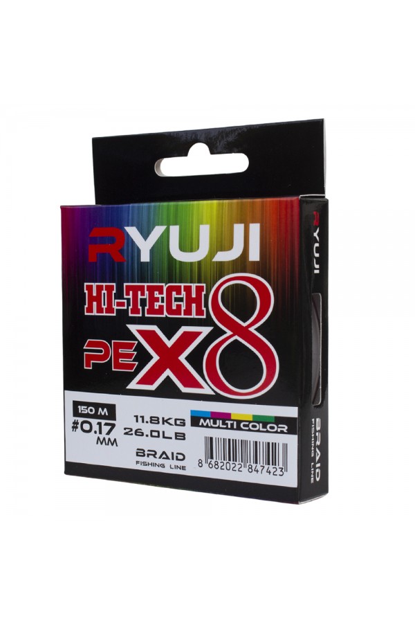 Ryuji Hi-Tech X8 150m 0.13mm Multi Color İp Misina Ryuji Hi-Tech X8 150m 0.13mm Multi Color İp Misina