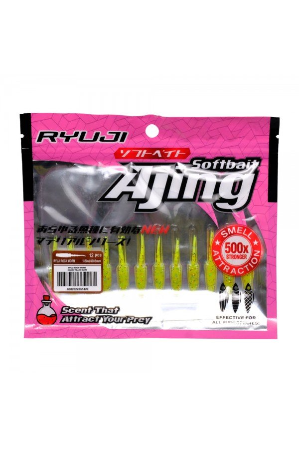 Ryuji Rock Worm 4cm Kokulu Silikon Yem (12 adet)