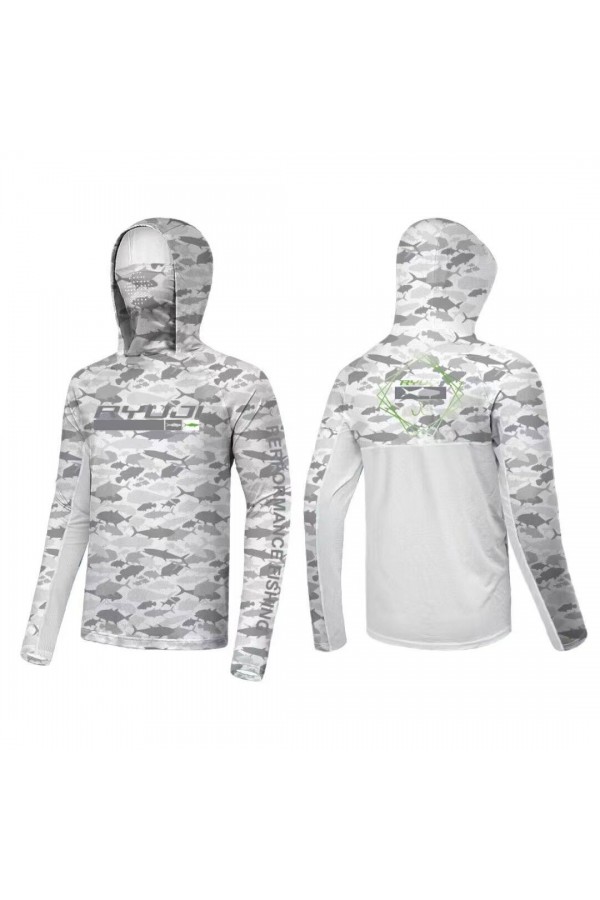 RYUJI UV PERFORMANCE HOODIE SHIRT+NECK, FISH WAVE RYUJI UV PERFORMANCE HOODIE SHIRT+NECK, FISH WAVE