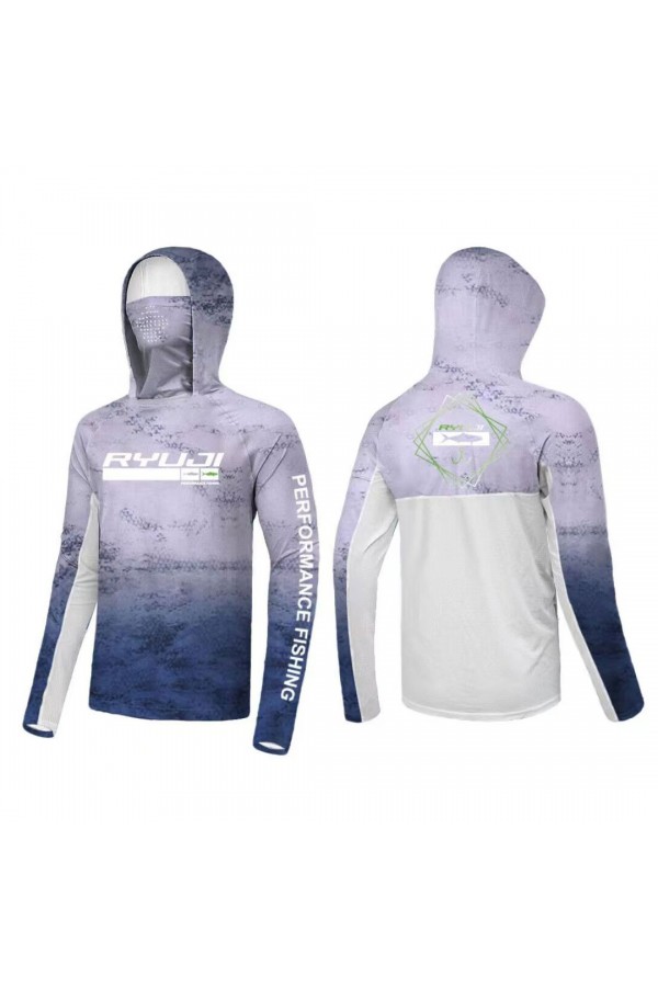 RYUJI UV PERFORMANCE HOODIE SHIRT+NECK, NAVY BLUE RYUJI UV PERFORMANCE HOODIE SHIRT+NECK, NAVY BLUE