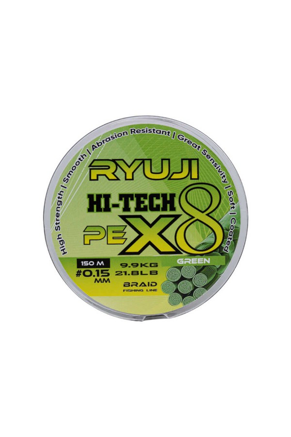 Ryuji Hi-Tech X8 150m 0.08mm Green İp Misina