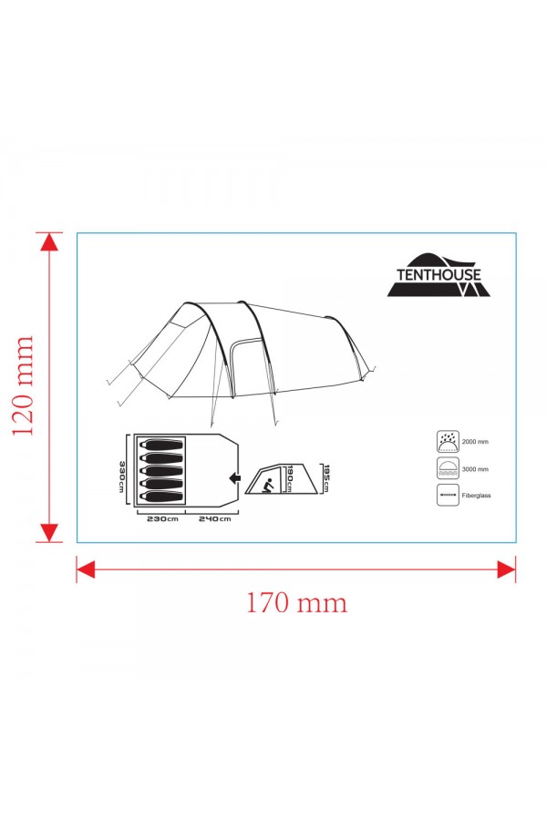 Tenthouse Tunnel 5 Kişilik Yüksek Çadır 470*330-195 Tenthouse Tunnel 5 Kişilik Yüksek Çadır 470*330-195
